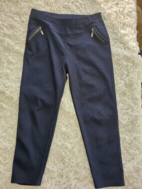 COCO + CARMEN Pants XXL Navy Blue Stretch Ponte Crop Ankle Office Career Casual